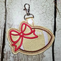 Football with Bow Snap Tab Embroidery Design